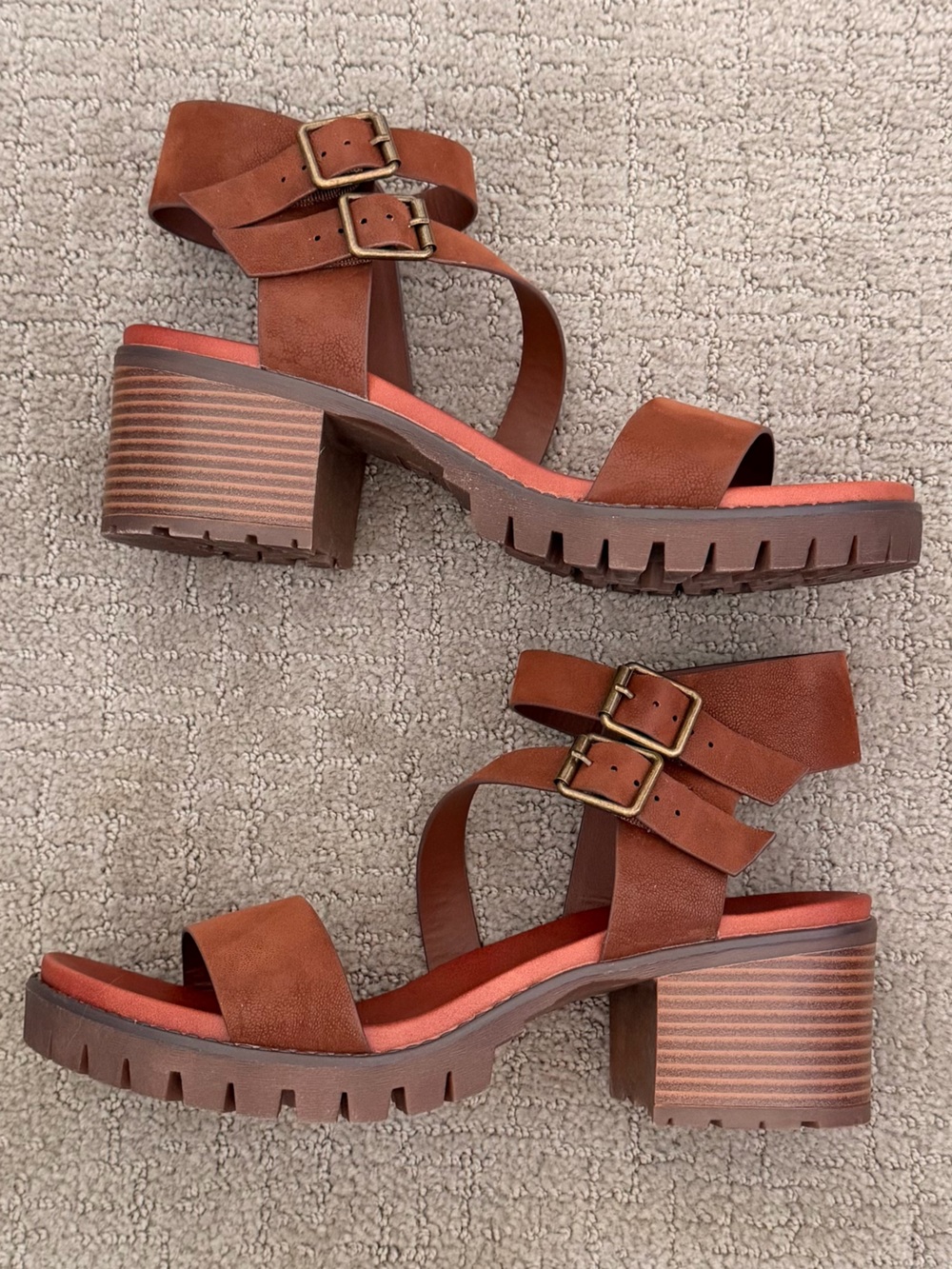 MIA Brown Strappy Chucky Heel Sandals